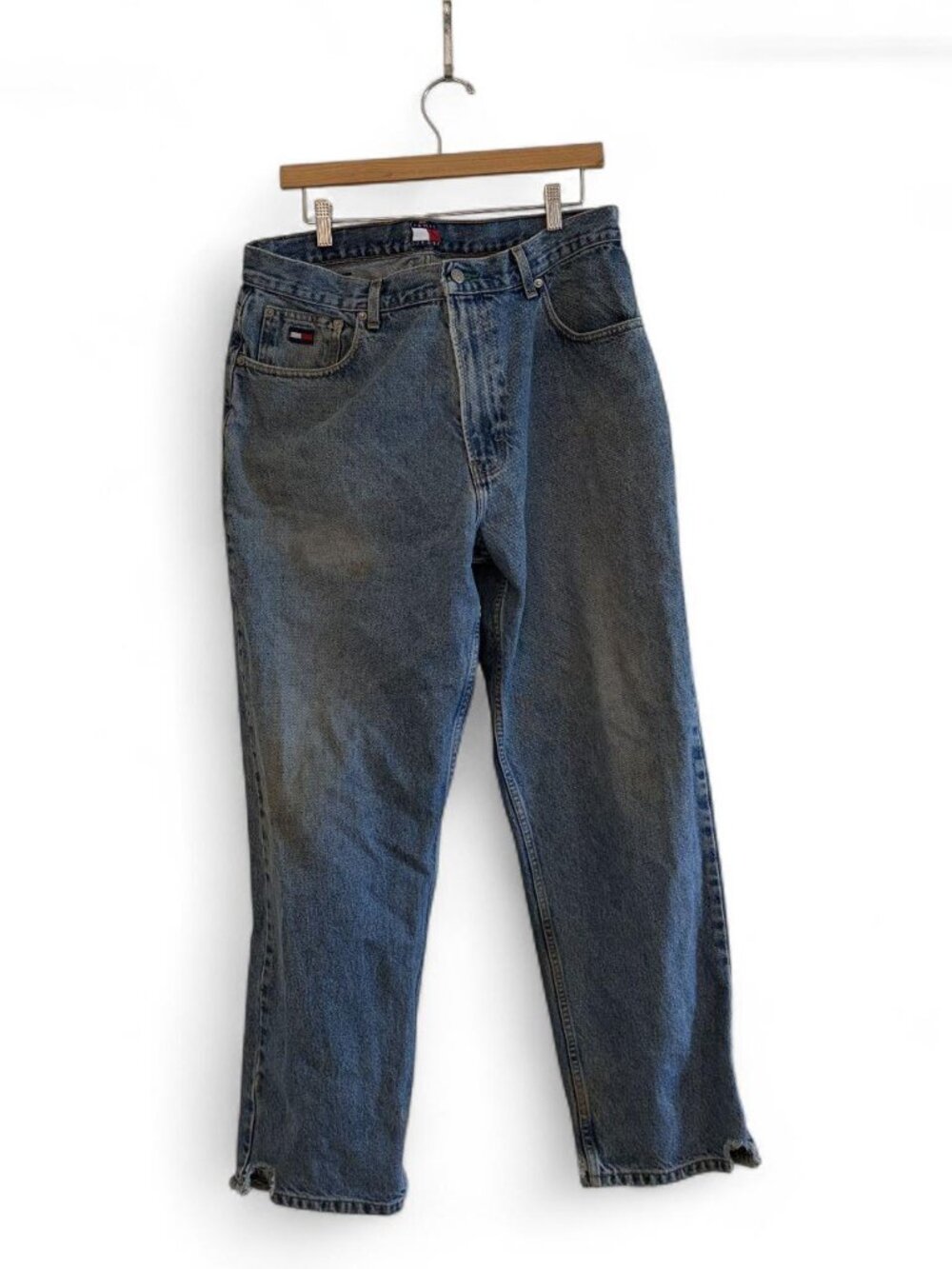 Vintage Tommy Jeans Light Wash Straight Leg Jeans — Raw Hem